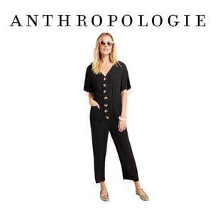 Anthropologie Dolan black Tami tencel cropped jumpsuit size XS EUC